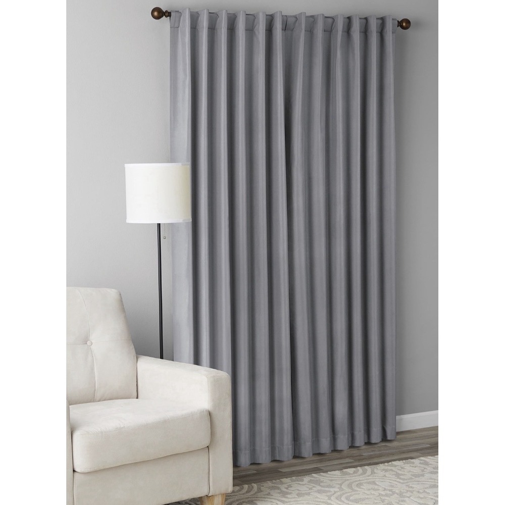 Mainstays Blackout Curtains Gray 50x84 Set of 2 Rod‎ Pocket Panels Charcoal